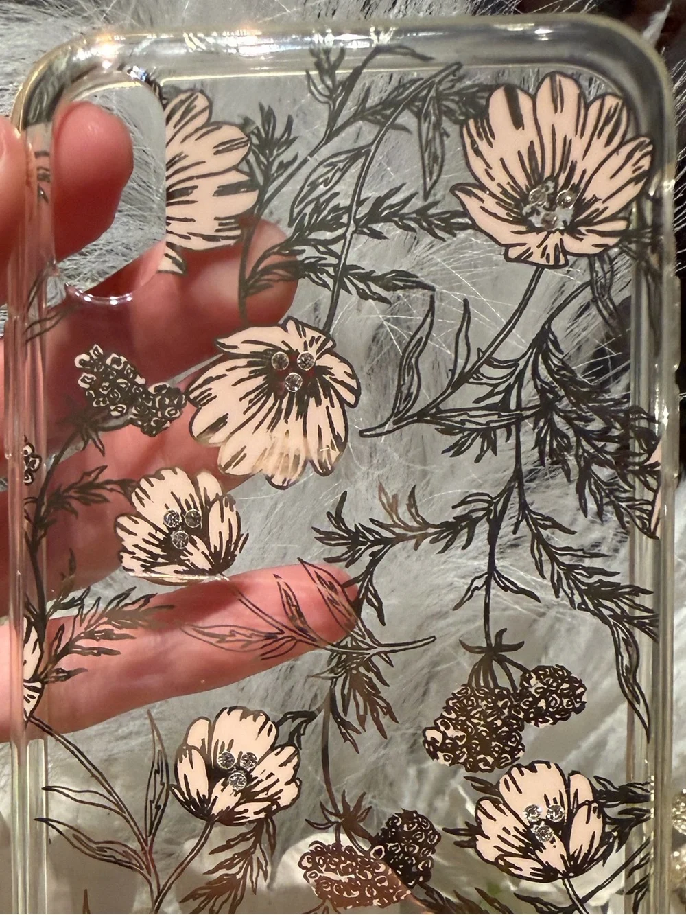 Kate Spade Clear Floral iPhone XS Max Hardshell Case Pink Flowers. Case is clear